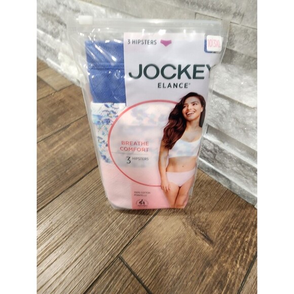 Jockey Womens Underwear Elance Hipsters 3 Pack Underwear 100% Cotton Sz 10 3XL - Picture 1 of 8
